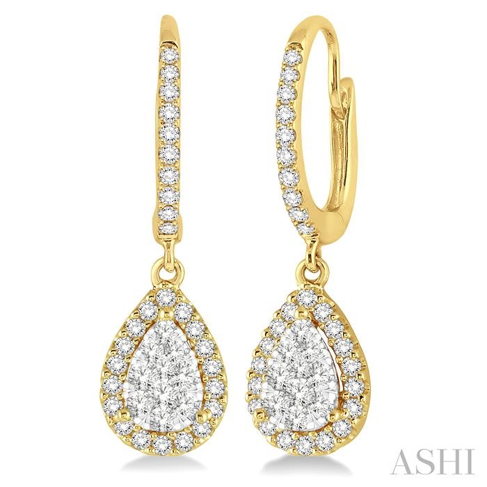 PEAR SHAPE HALO LOVEBRIGHT ESSENTIAL DIAMOND EARRINGS