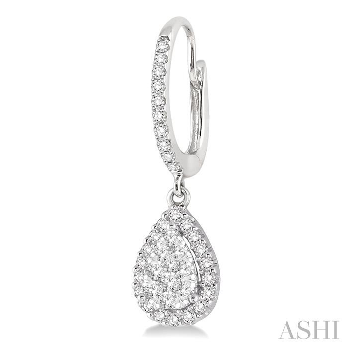 Pear Shape Halo Lovebright Essential Diamond Earrings-3