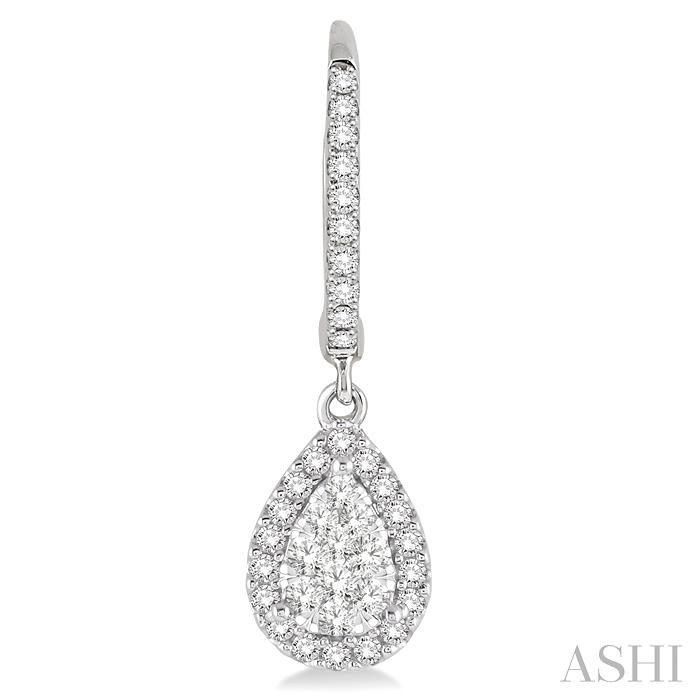 Pear Shape Halo Lovebright Essential Diamond Earrings-2