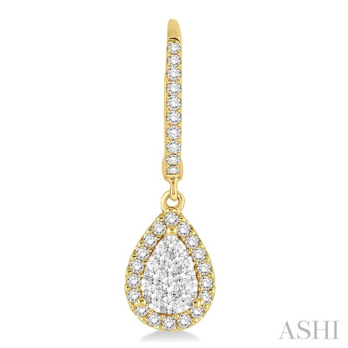 Pear Shape Halo Lovebright Essential Diamond Earrings-2