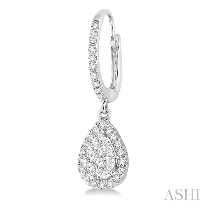 Pear Shape Halo Lovebright Essential Diamond Earrings-3