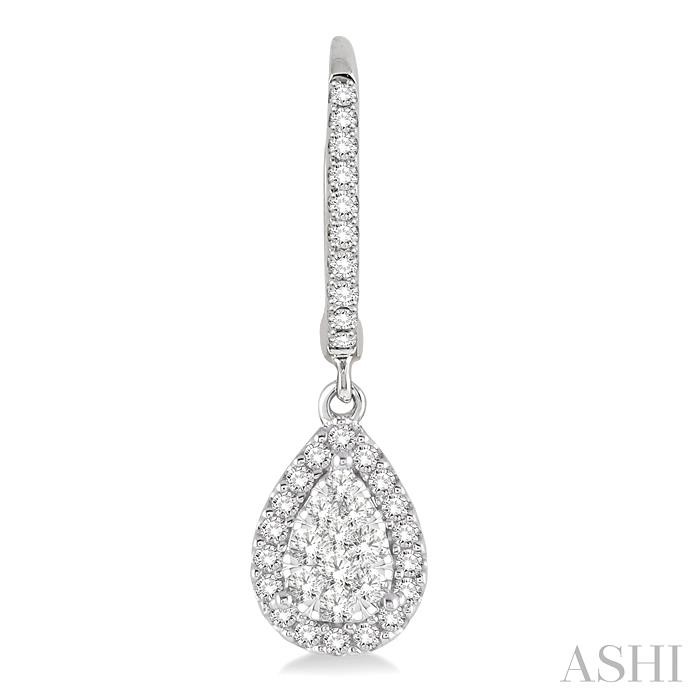 Pear Shape Halo Lovebright Essential Diamond Earrings-2