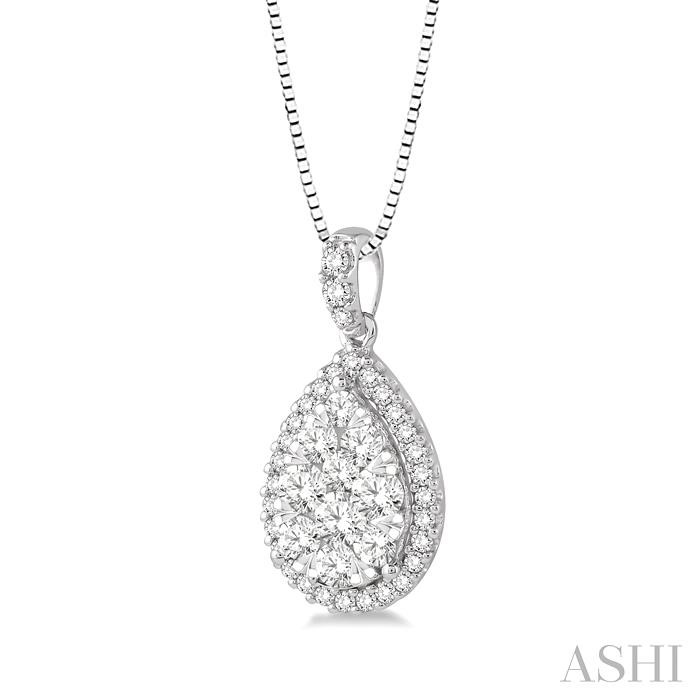 Pear Shape Halo Lovebright Essential Diamond Pendant-2