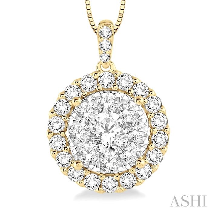 Round Shape Halo Lovebright Essential Diamond Pendant