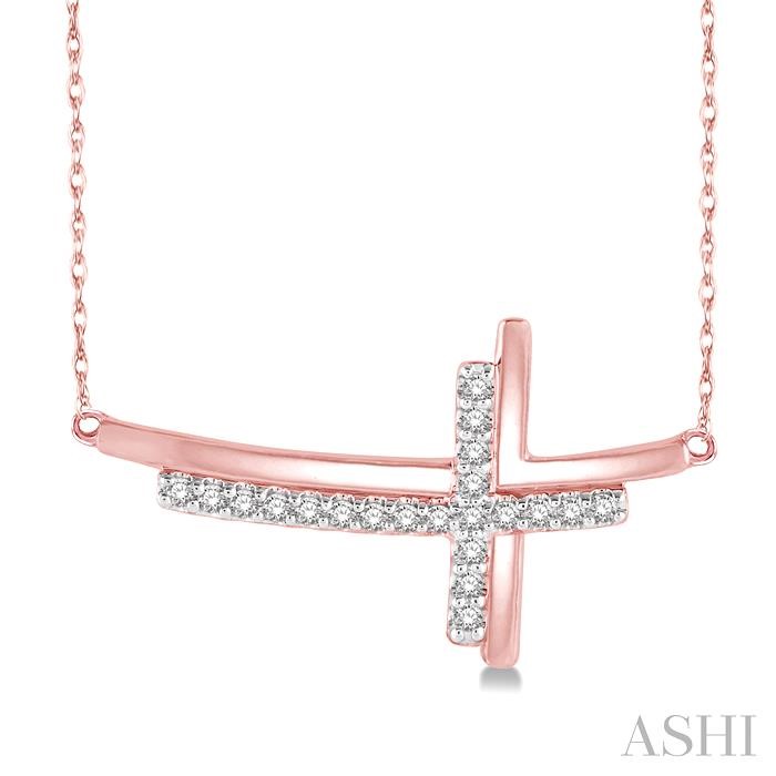 SIDEWAY CROSS DIAMOND PENDANT