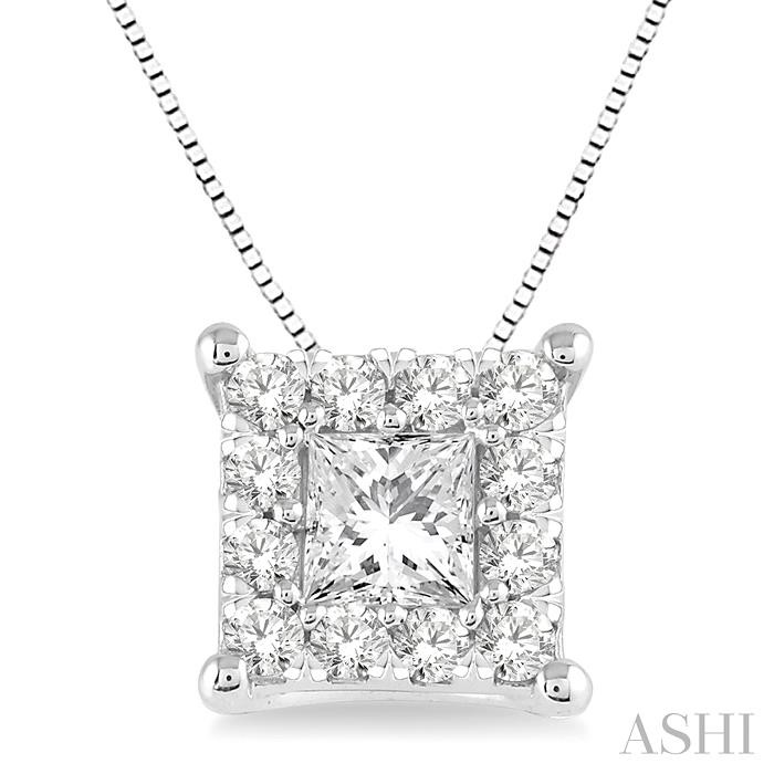 PRINCESS SHAPE HALO LOVEBRIGHT DIAMOND PENDANT