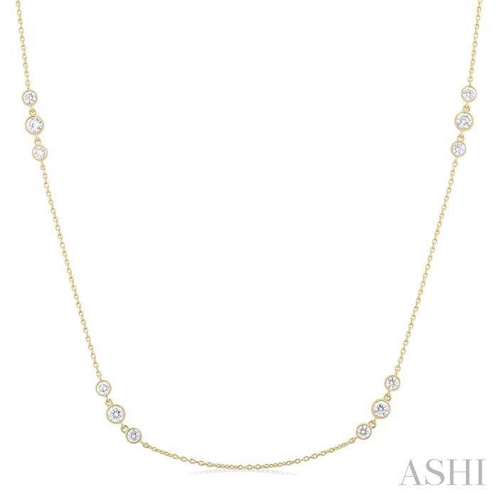 THREE STONE DIAMOND STATION NECKLACE