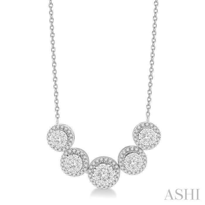 5 STONE HALO LOVEBRIGHT DIAMOND NECKLACE