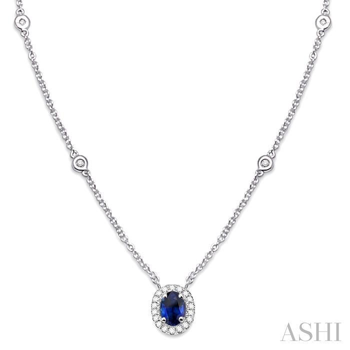 OVAL SHAPE GEMSTONE & DIAMOND STATION NECKLACE