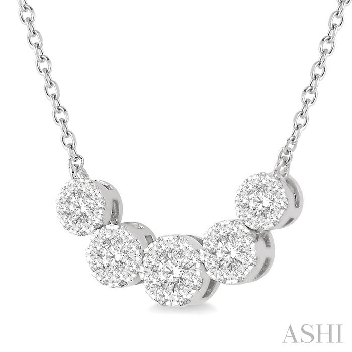 Round Shape 5 Stone Lovebright Essential Diamond Smile Necklace-2