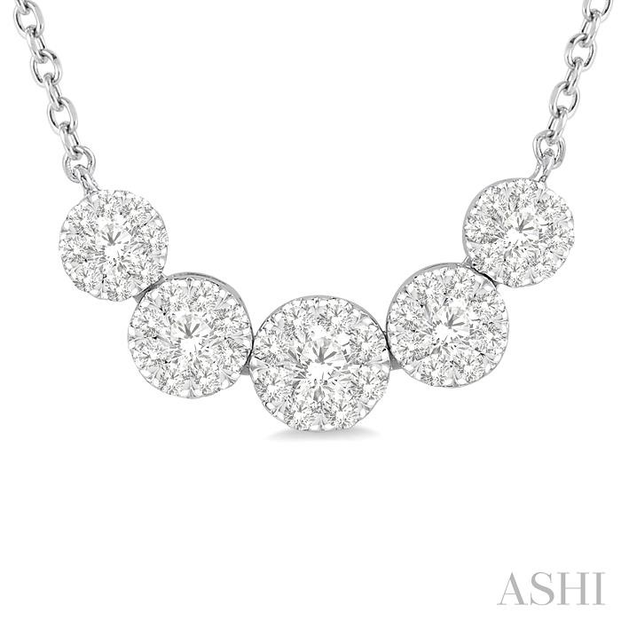 Round Shape 5 Stone Lovebright Essential Diamond Smile Necklace-3