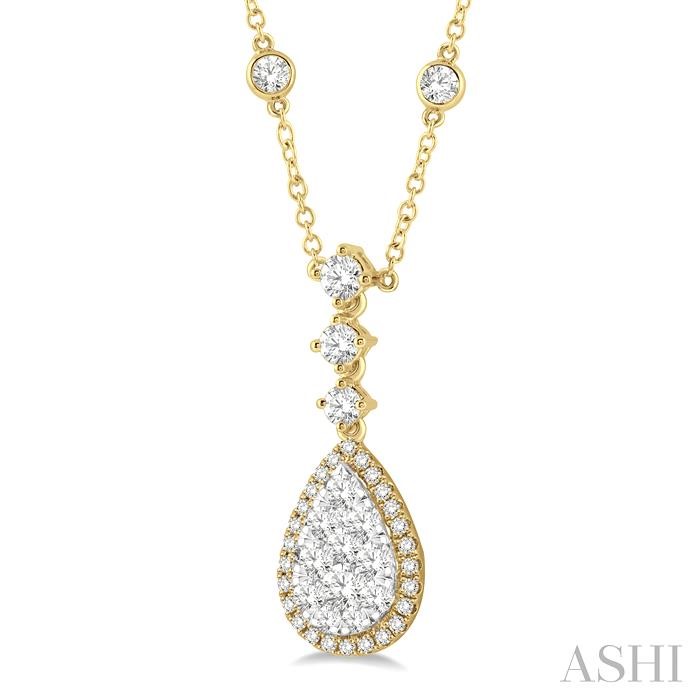 Pear Shape Halo Lovebright Diamond Necklace-2