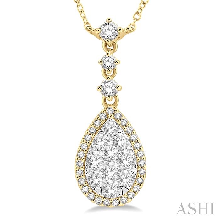 Pear Shape Halo Lovebright Diamond Necklace-3