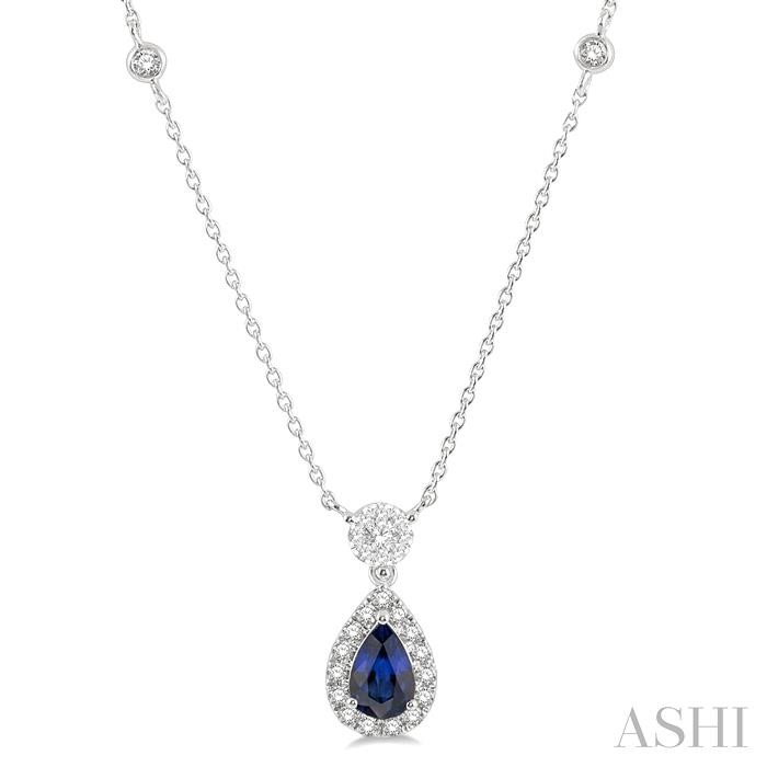 PEAR SHAPE GEMSTONE & LOVEBRIGHT DIAMOND NECKLACE