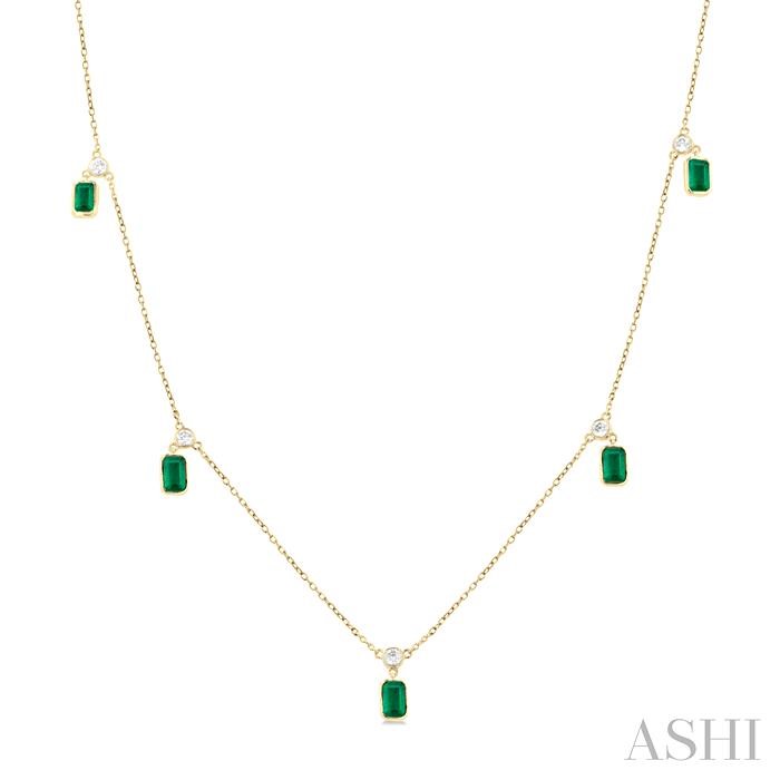 GEMSTONE & DIAMOND STATION NECKLACE