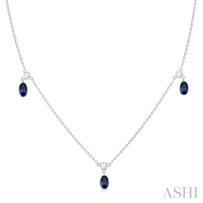 OVAL SHAPE GEMSTONE & DIAMOND STATION NECKLACE