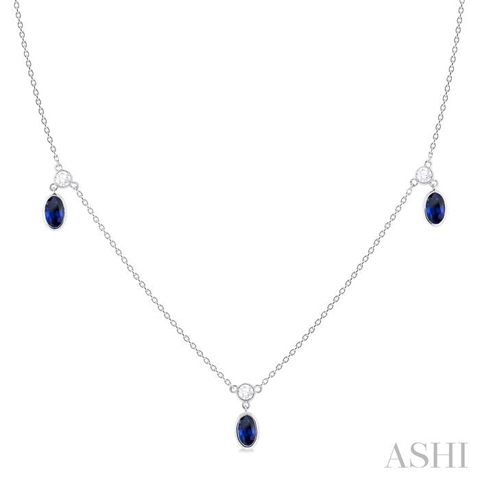 OVAL SHAPE GEMSTONE & DIAMOND STATION NECKLACE