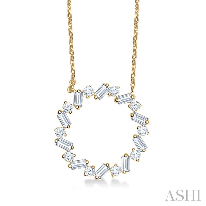 CIRCLE SCATTER BAGUETTE DIAMOND NECKLACE