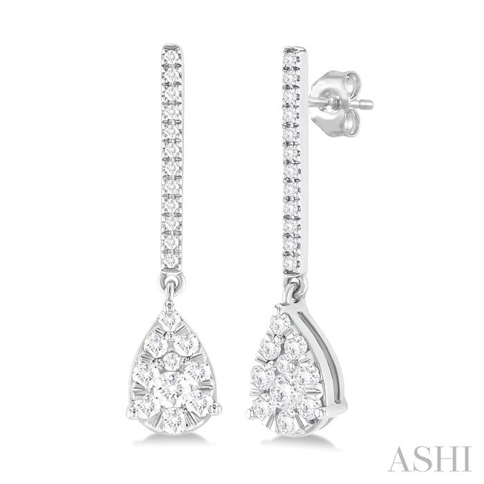 PEAR SHAPE DIAMOND FASHION EARRINGS