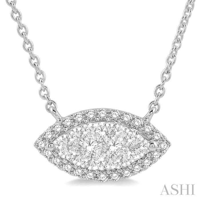 MARQUISE SHAPE EAST-WEST HALO LOVEBRIGHT ESSENTIAL DIAMOND NECKLACE