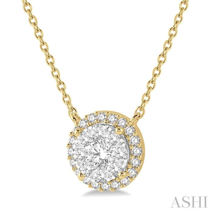 Round Shape Halo Lovebright Essential Diamond Pendant