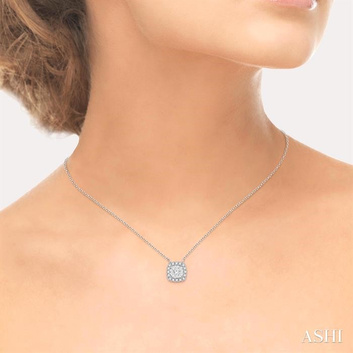 Cushion Shape Halo Lovebright Essential Diamond Pendant-4