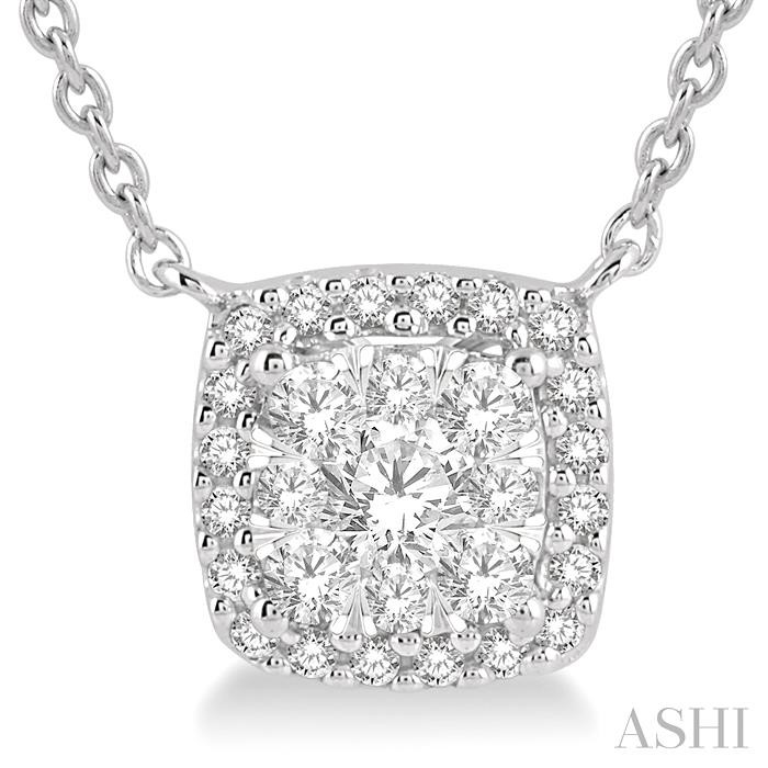 Cushion Shape Halo Lovebright Essential Diamond Pendant-3