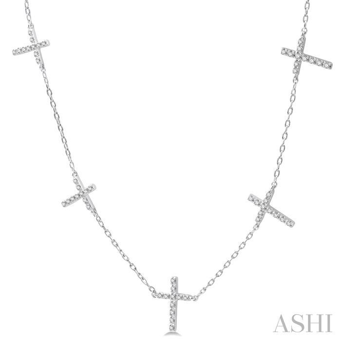 Cross Diamond Fashion Station Necklace-2