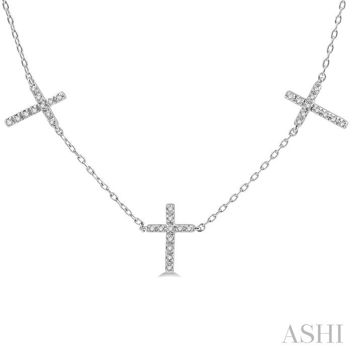Cross Diamond Fashion Station Necklace-3