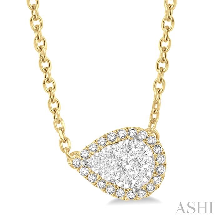 PEAR SHAPE EAST-WEST HALO LOVEBRIGHT ESSENTIAL DIAMOND NECKLACE