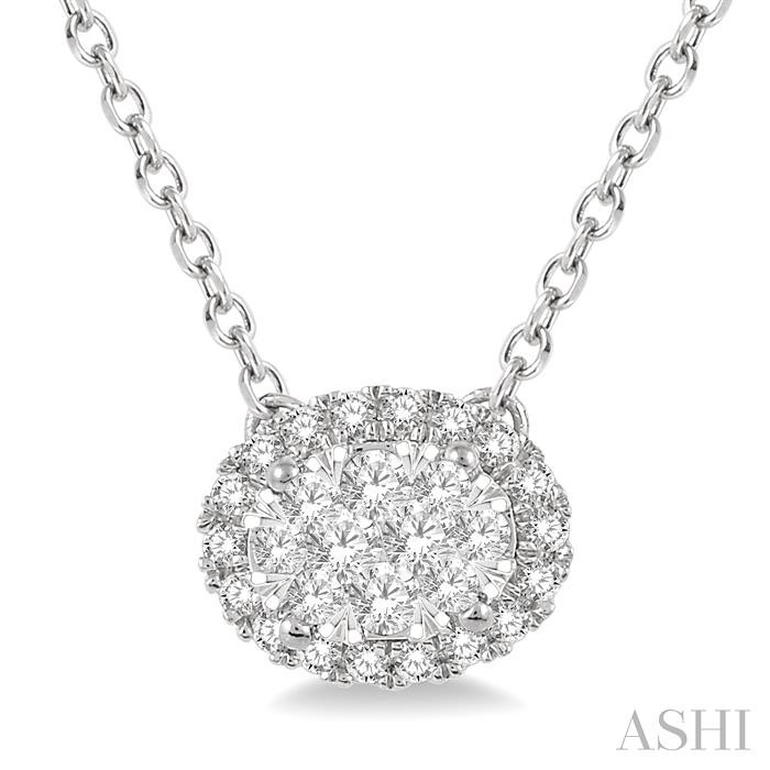 OVAL SHAPE EAST-WEST HALO LOVEBRIGHT ESSENTIAL DIAMOND NECKLACE