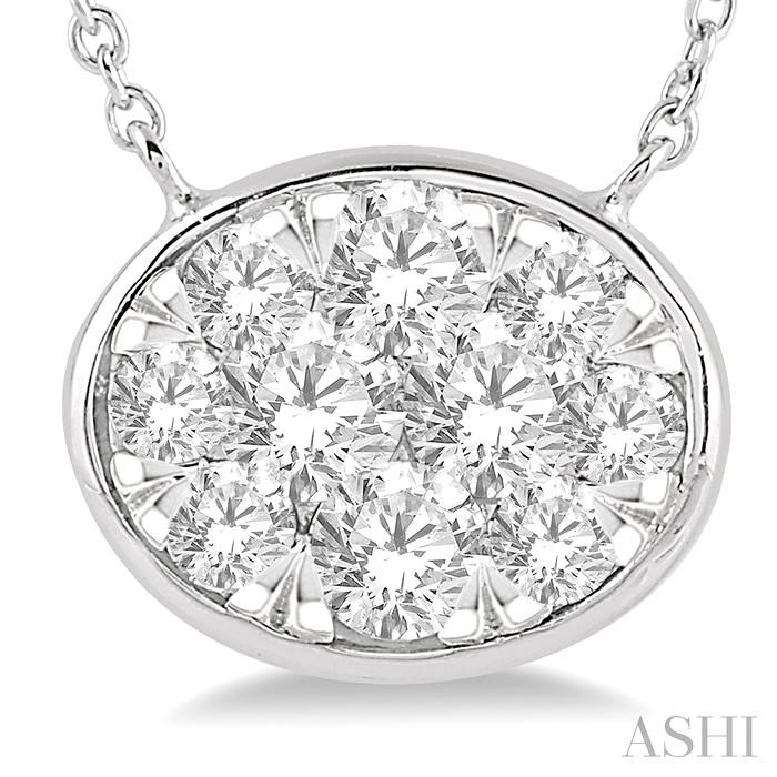 Oval Shape East-West Lovebright Essential Diamond Pendant-3