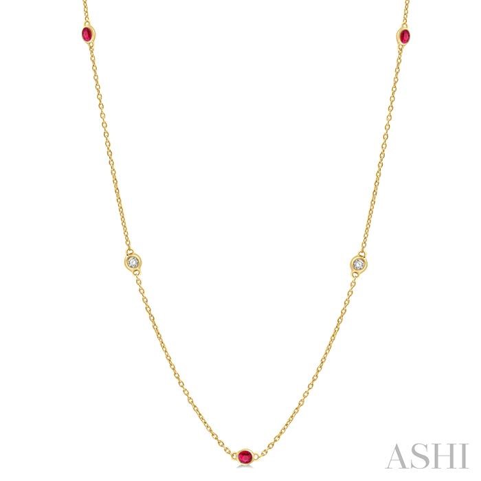 GEMSTONE & DIAMOND STATION NECKLACE