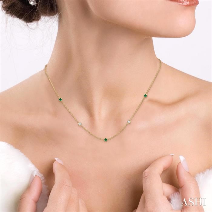 Gemstone & Diamond Station Necklace-4