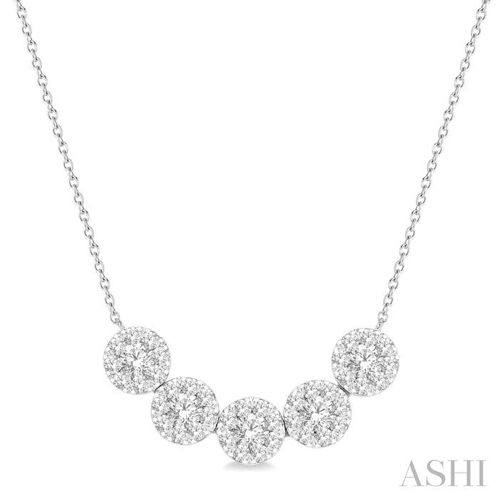 ROUND SHAPE 5 STONE LOVEBRIGHT ESSENTIAL DIAMOND SMILE NECKLACE