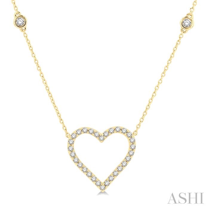 HEART SHAPE DIAMOND STATION NECKLACE