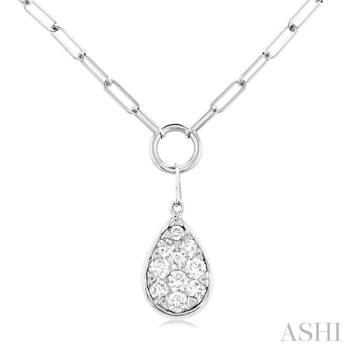 PEAR SHAPE PAPER CLIP LOVEBRIGHT DIAMOND NECKLACE